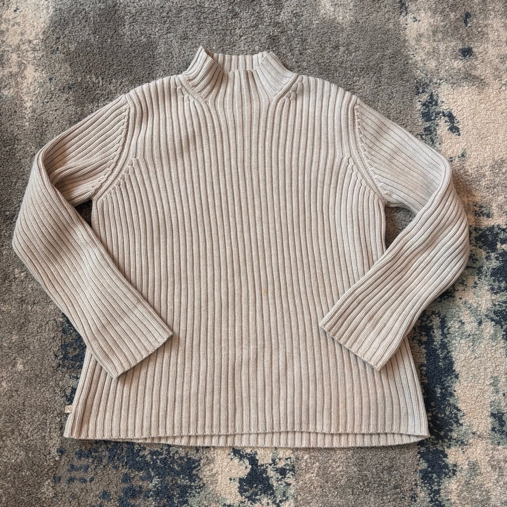 Lauren Ralph Lauren women’s Medium chunky ribbed mock turtleneck cotton sweater